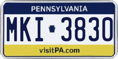 PA license plate MKI3830
