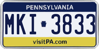 PA license plate MKI3833