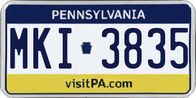 PA license plate MKI3835
