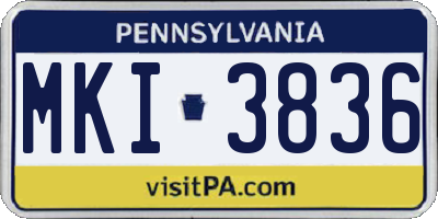 PA license plate MKI3836