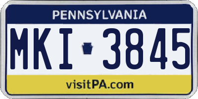 PA license plate MKI3845