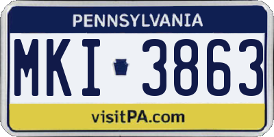 PA license plate MKI3863