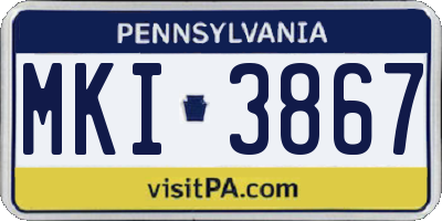 PA license plate MKI3867