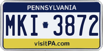 PA license plate MKI3872