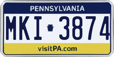 PA license plate MKI3874