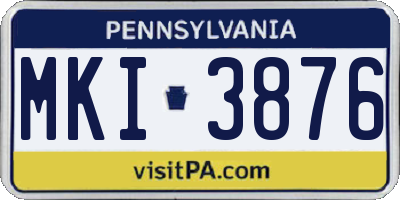 PA license plate MKI3876
