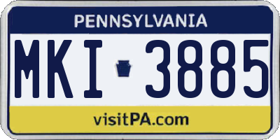 PA license plate MKI3885