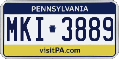 PA license plate MKI3889
