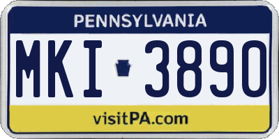 PA license plate MKI3890