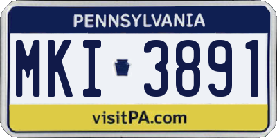 PA license plate MKI3891