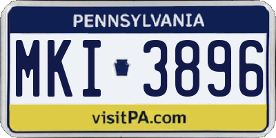 PA license plate MKI3896