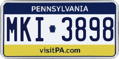 PA license plate MKI3898