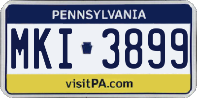 PA license plate MKI3899