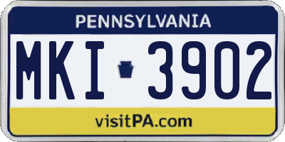PA license plate MKI3902