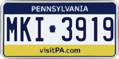 PA license plate MKI3919