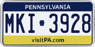 PA license plate MKI3928