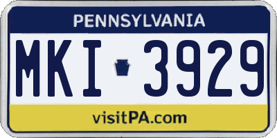 PA license plate MKI3929