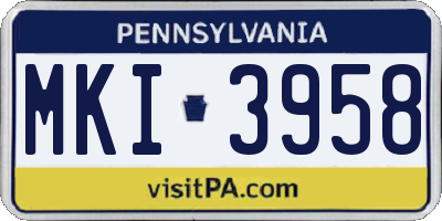 PA license plate MKI3958