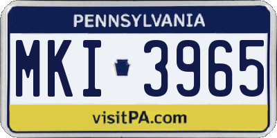 PA license plate MKI3965