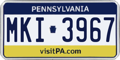 PA license plate MKI3967