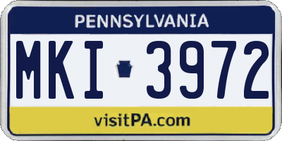 PA license plate MKI3972
