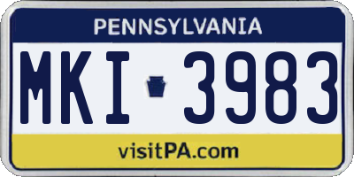 PA license plate MKI3983