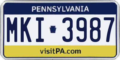 PA license plate MKI3987