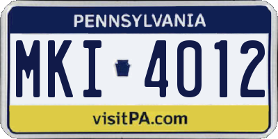 PA license plate MKI4012