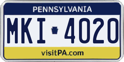 PA license plate MKI4020