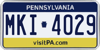 PA license plate MKI4029