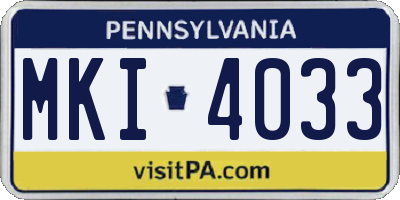 PA license plate MKI4033