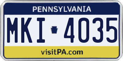 PA license plate MKI4035