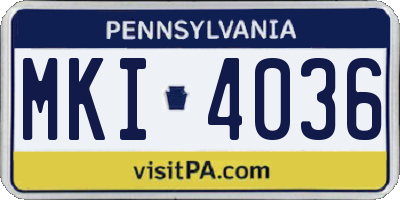 PA license plate MKI4036