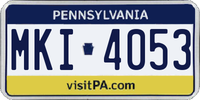 PA license plate MKI4053