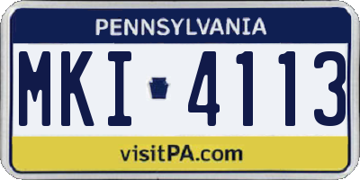 PA license plate MKI4113