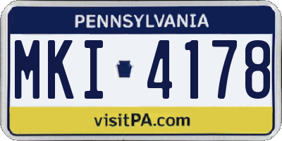 PA license plate MKI4178