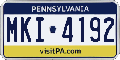 PA license plate MKI4192