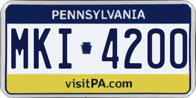 PA license plate MKI4200