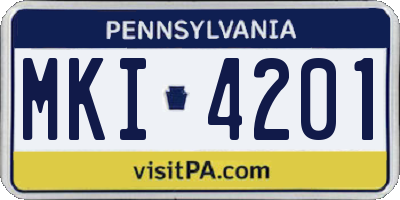 PA license plate MKI4201