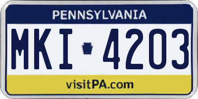 PA license plate MKI4203