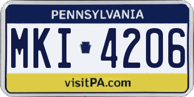 PA license plate MKI4206