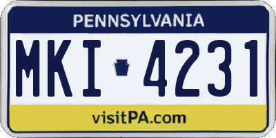 PA license plate MKI4231