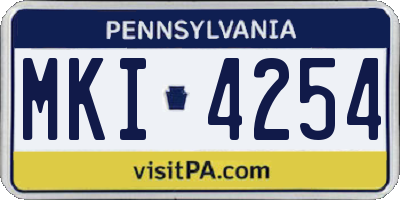 PA license plate MKI4254