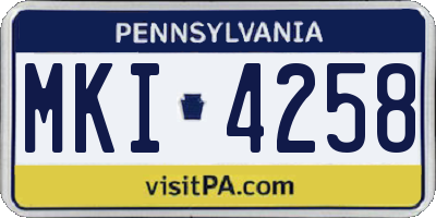 PA license plate MKI4258