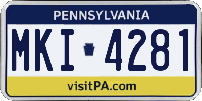 PA license plate MKI4281
