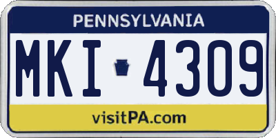PA license plate MKI4309