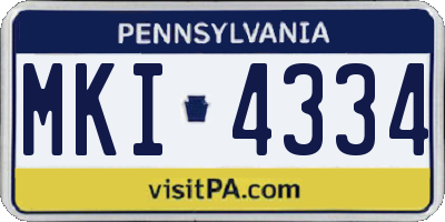 PA license plate MKI4334