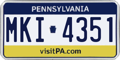 PA license plate MKI4351