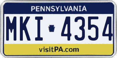PA license plate MKI4354
