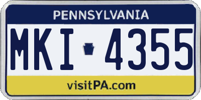 PA license plate MKI4355